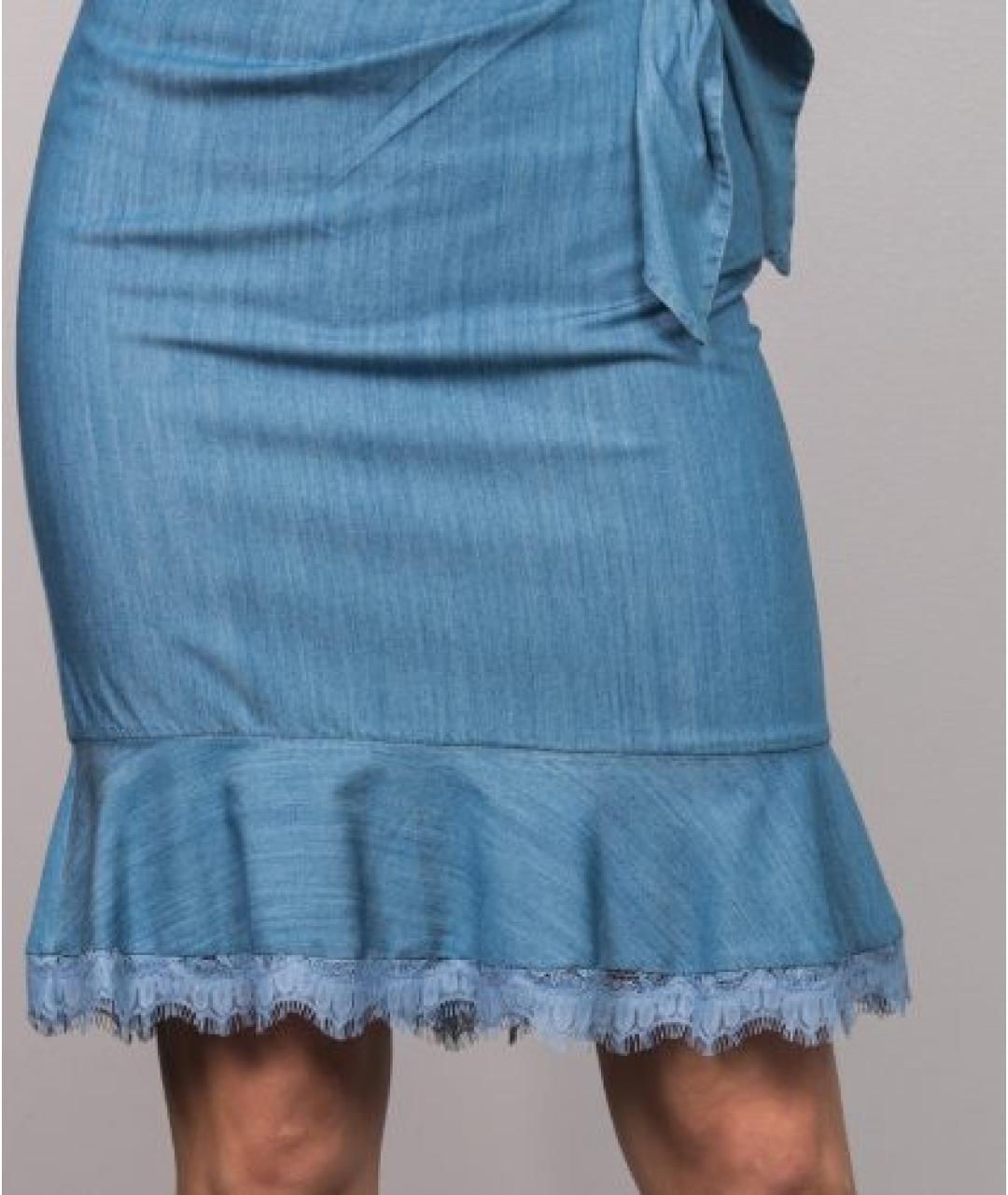 DIANE VON FURSTENBERG Голубая юбка миди, фото 4