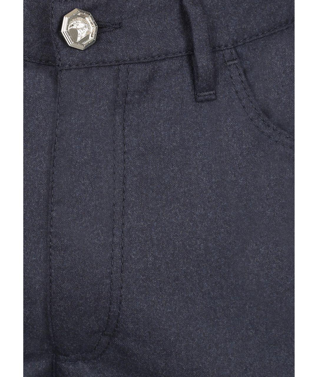 STEFANO RICCI Темно-синие шерстяные повседневные брюки, фото 5