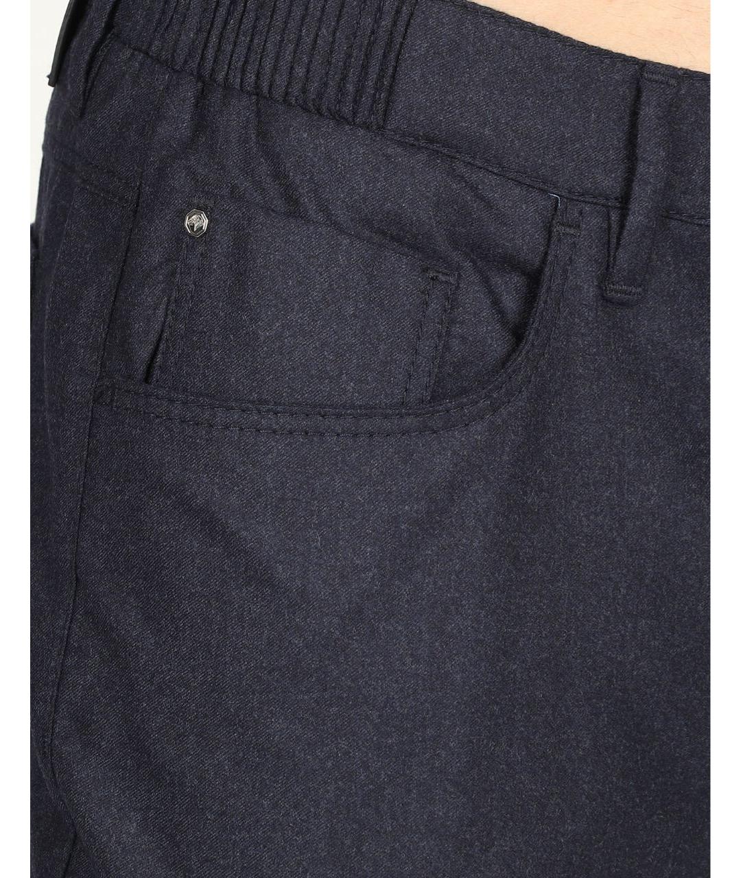 STEFANO RICCI Темно-синие шерстяные повседневные брюки, фото 6