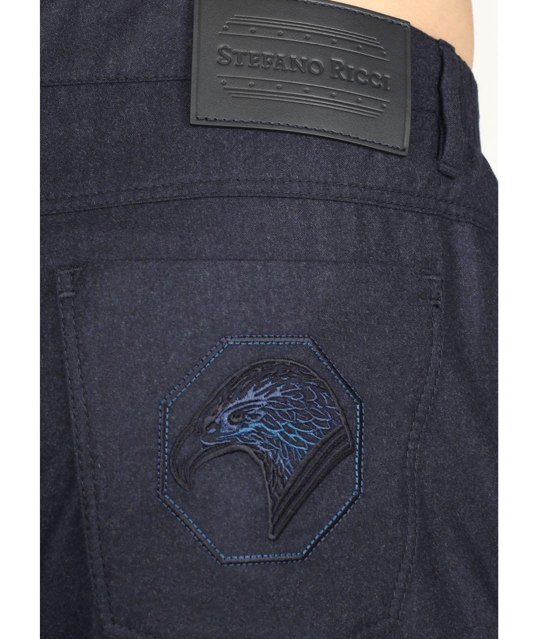 STEFANO RICCI Темно-синие шерстяные повседневные брюки, фото 2