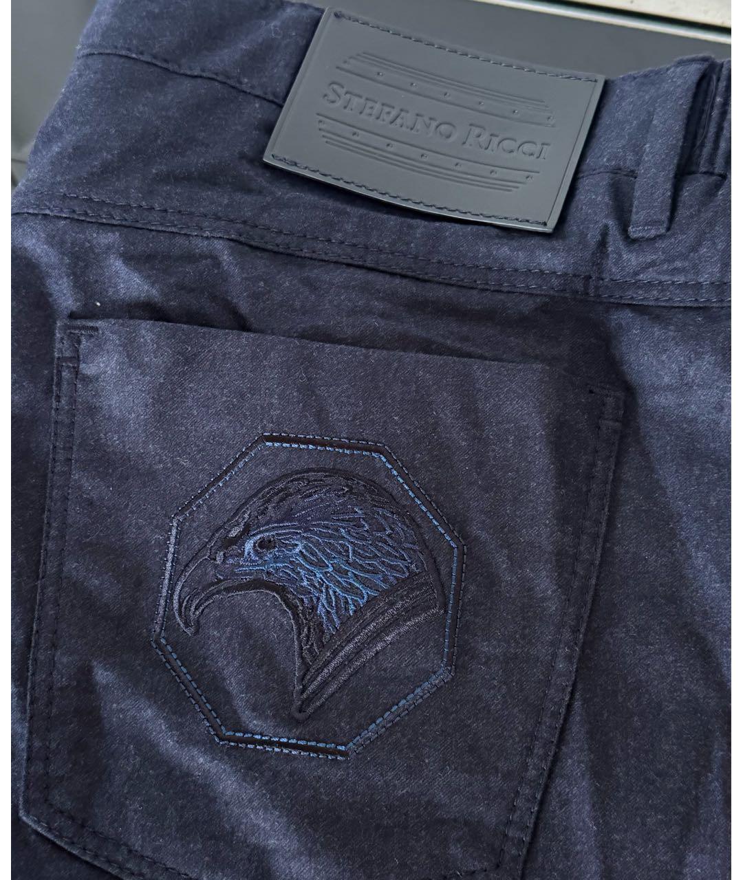 STEFANO RICCI Темно-синие шерстяные повседневные брюки, фото 7