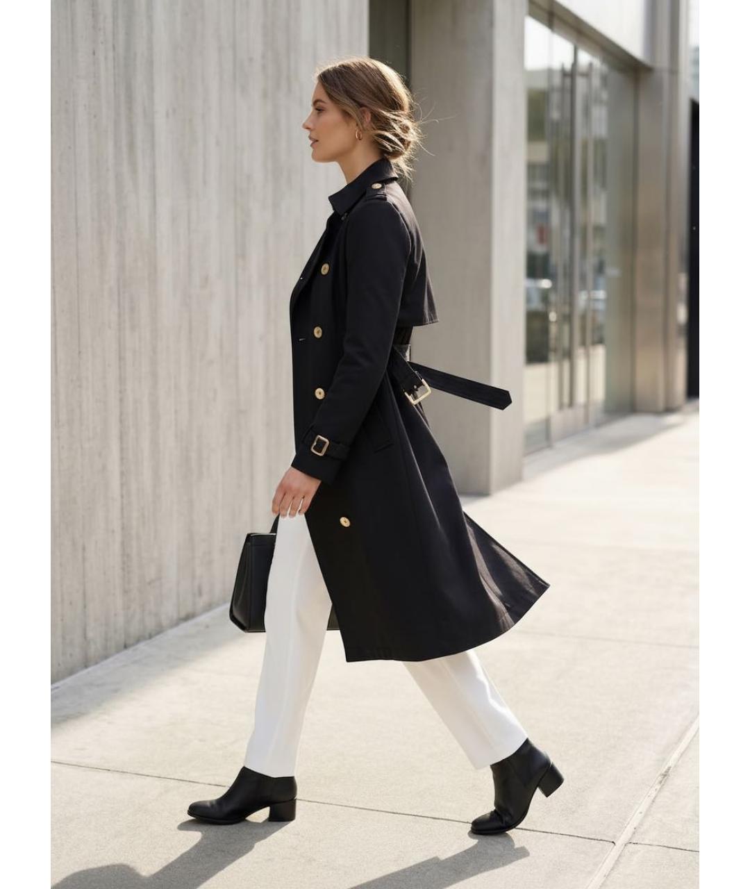 MICHAEL MICHAEL KORS Черный полиэстеровый тренч/плащ, фото 7