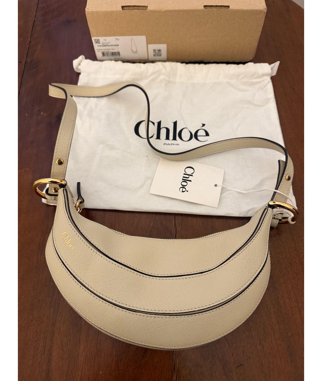 CHLOE Белая кожаная сумка с короткими ручками, фото 3