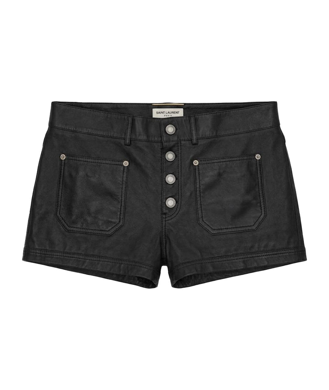 SAINT LAURENT Черные кожаные шорты, фото 1