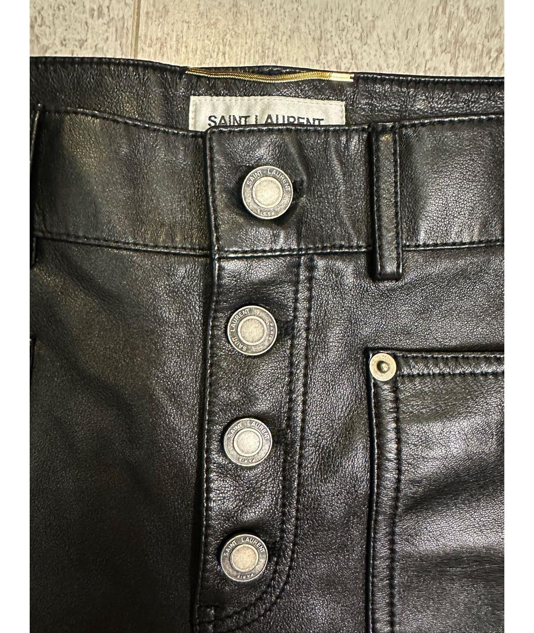 SAINT LAURENT Черные кожаные шорты, фото 4