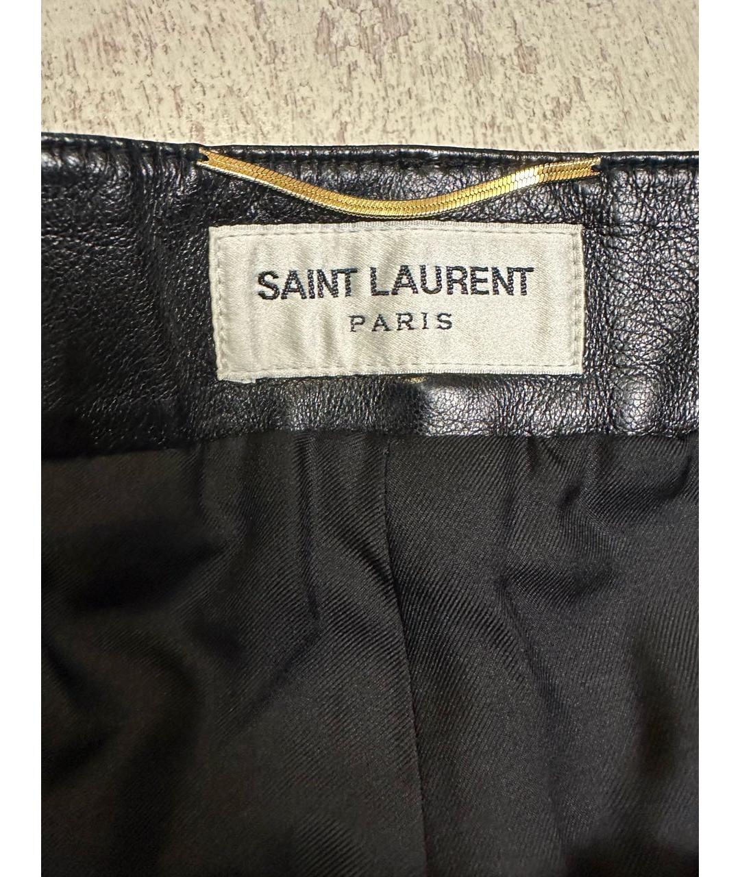 SAINT LAURENT Черные кожаные шорты, фото 3