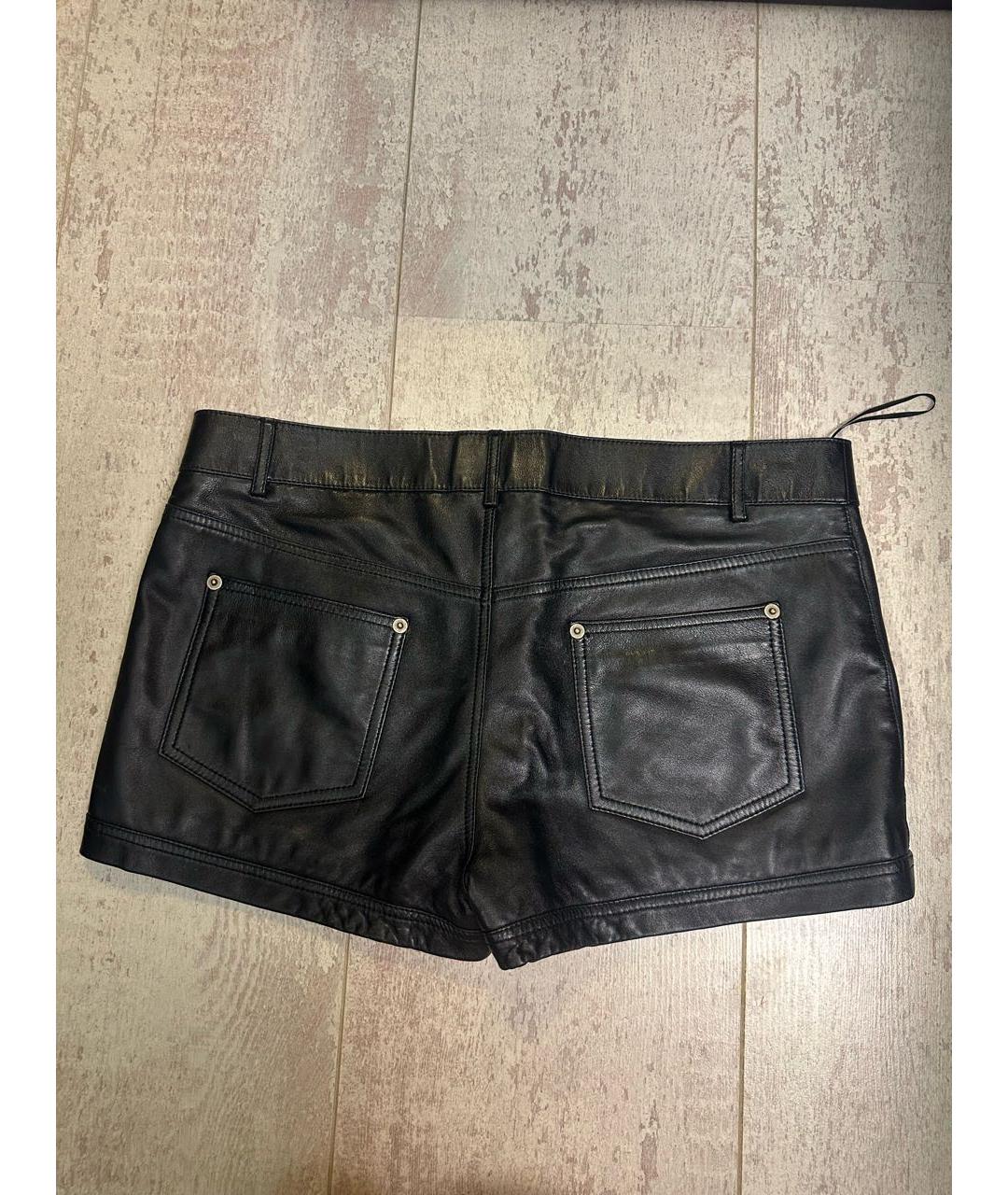 SAINT LAURENT Черные кожаные шорты, фото 2