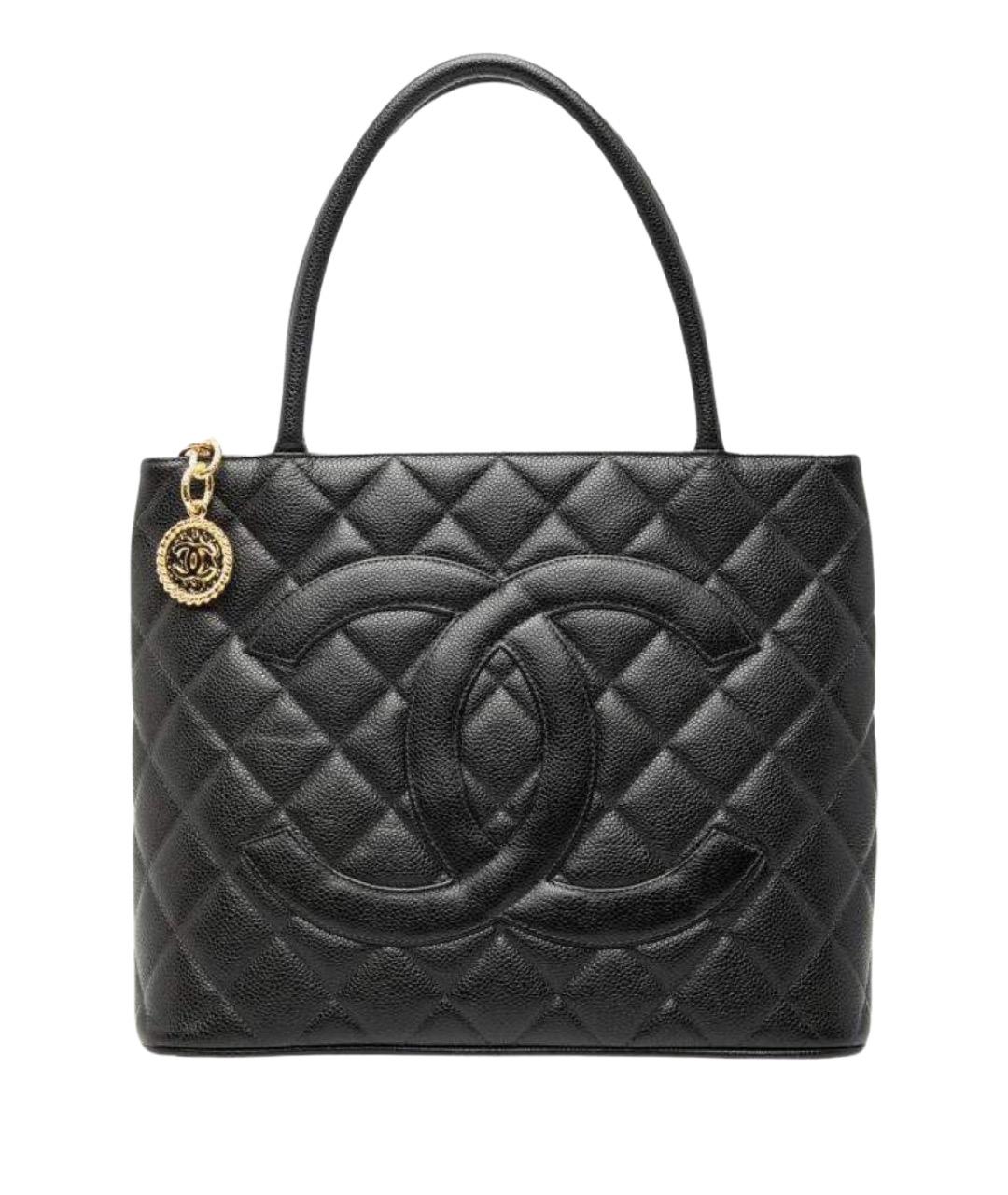 CHANEL Черная кожаная сумка тоут, фото 8