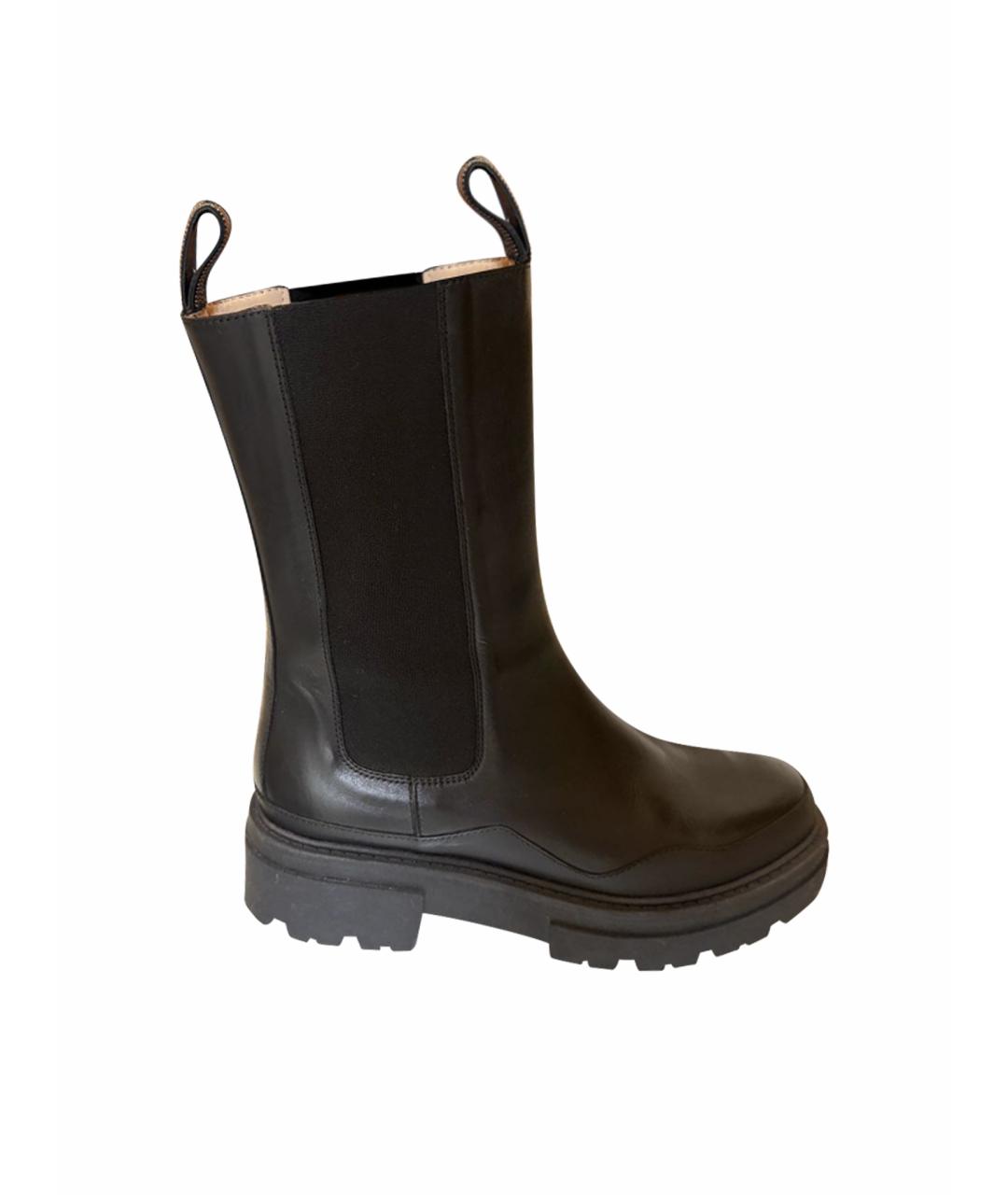 FABIANA FILIPPI Черные кожаные полусапоги, фото 1