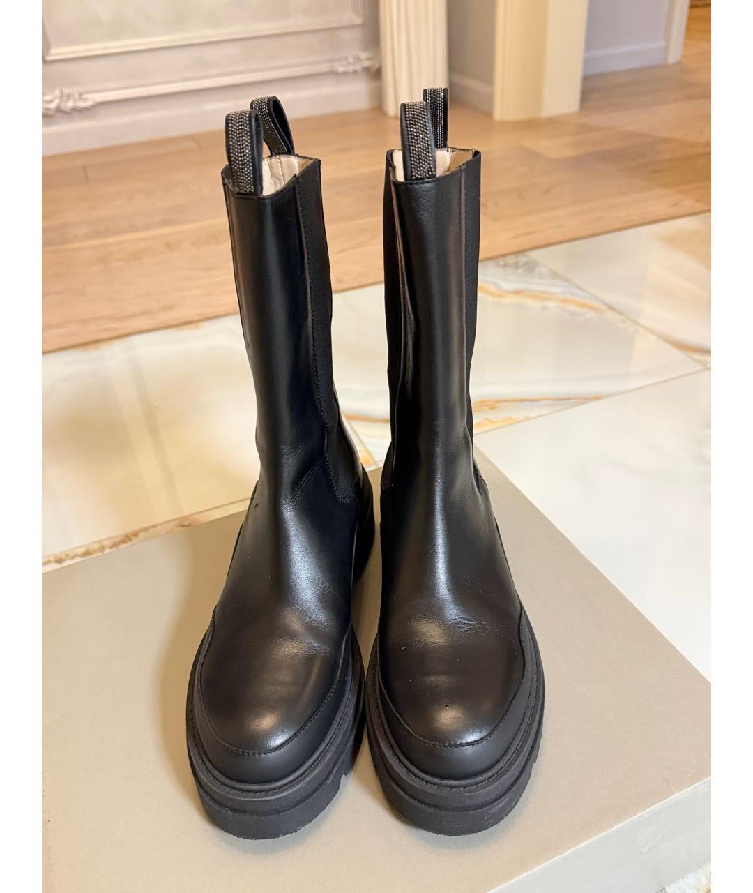 FABIANA FILIPPI Черные кожаные полусапоги, фото 3