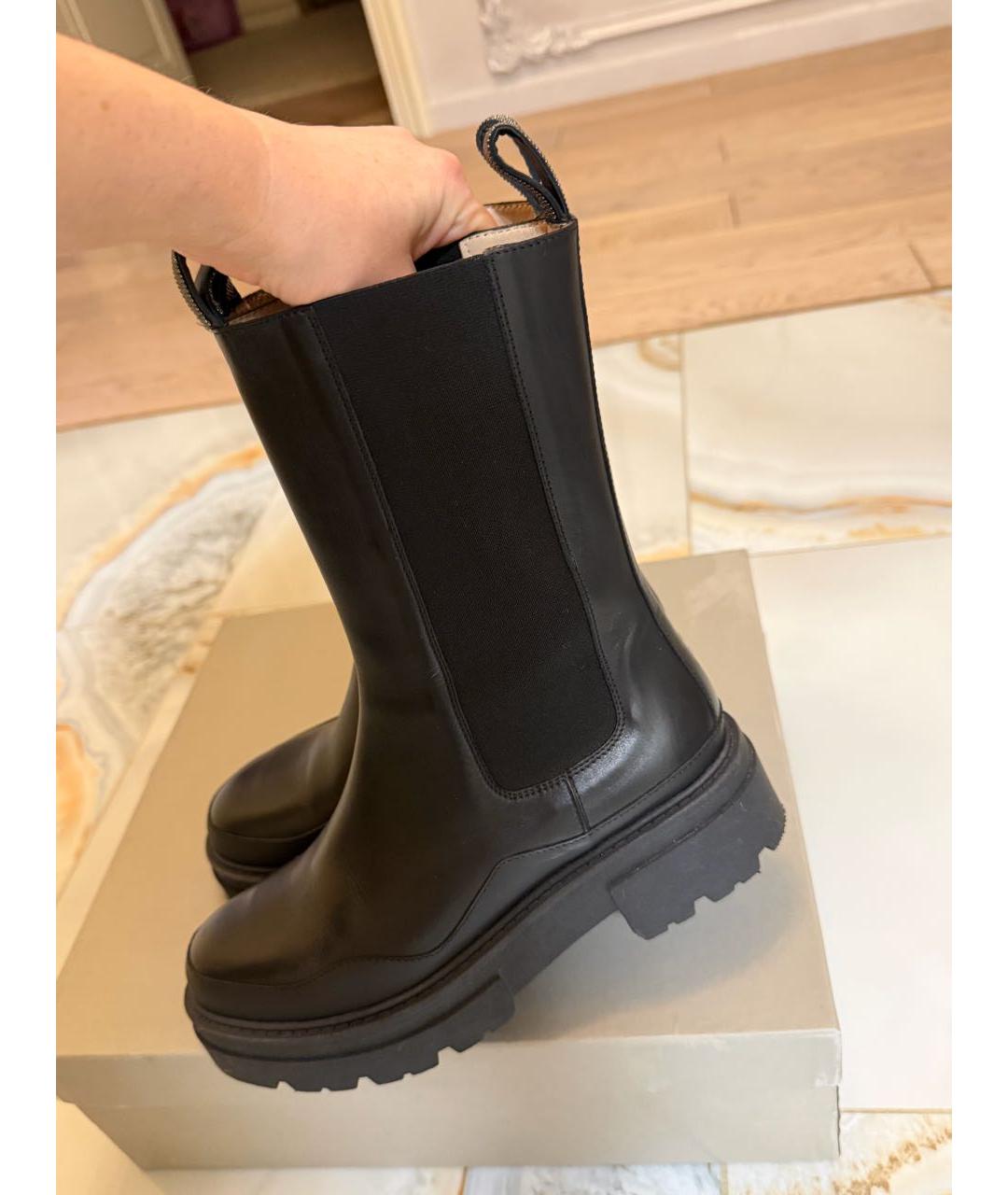 FABIANA FILIPPI Черные кожаные полусапоги, фото 5