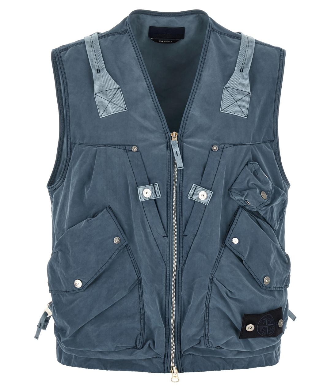 STONE ISLAND Синий полиэстеровый жилет, фото 1