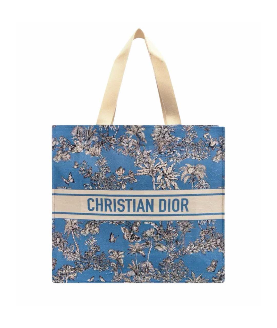 CHRISTIAN DIOR Голубая тканевая пляжная сумка, фото 5