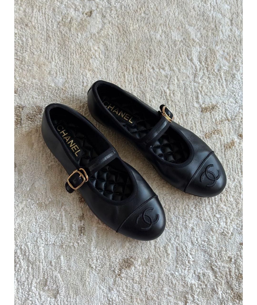 CHANEL Черные кожаные балетки, фото 3