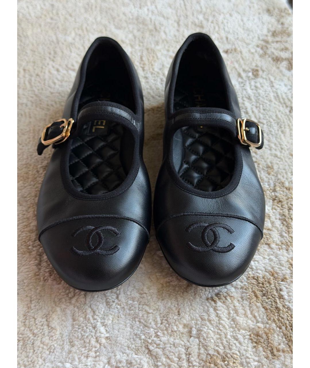 CHANEL Черные кожаные балетки, фото 4