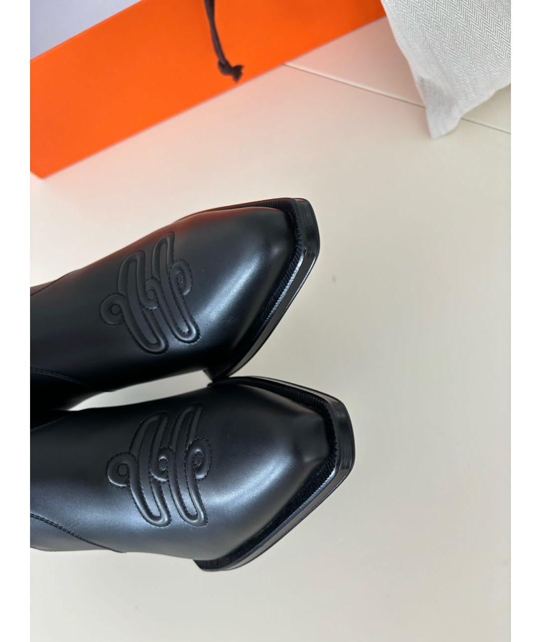 HERMES Черные кожаные полусапоги, фото 6