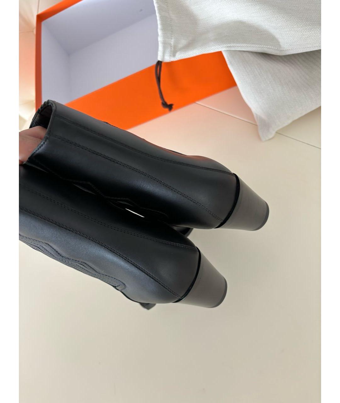 HERMES Черные кожаные полусапоги, фото 8
