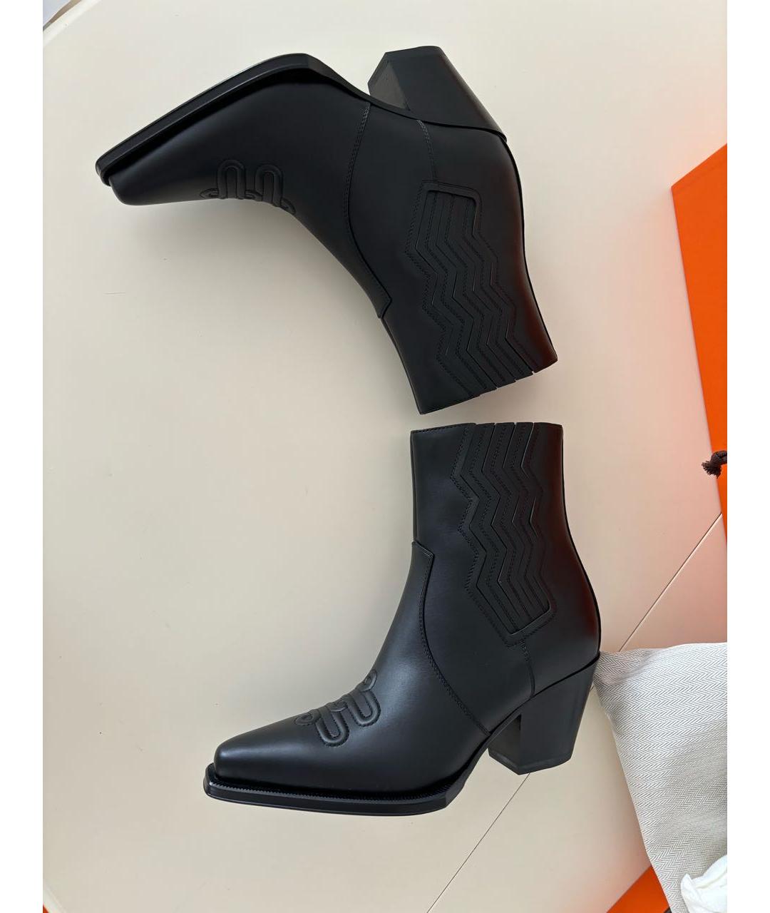 HERMES Черные кожаные полусапоги, фото 5