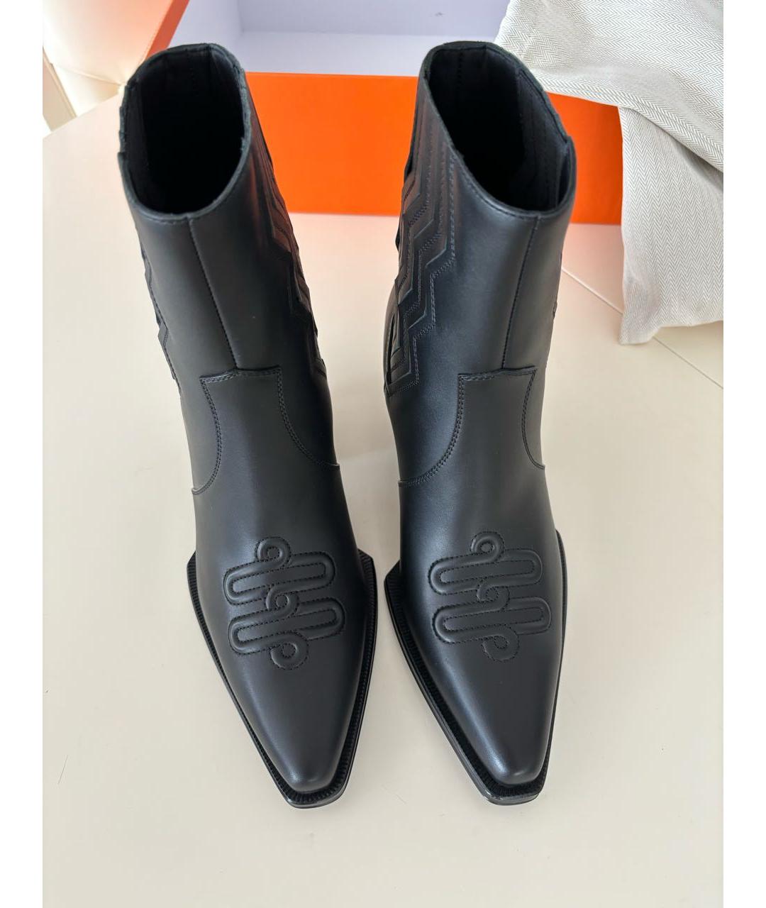 HERMES Черные кожаные полусапоги, фото 3