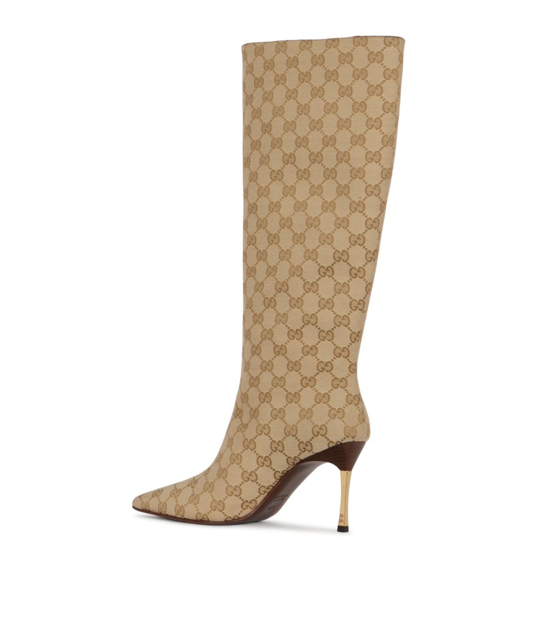 GUCCI Бежевые текстильные сапоги, фото 3