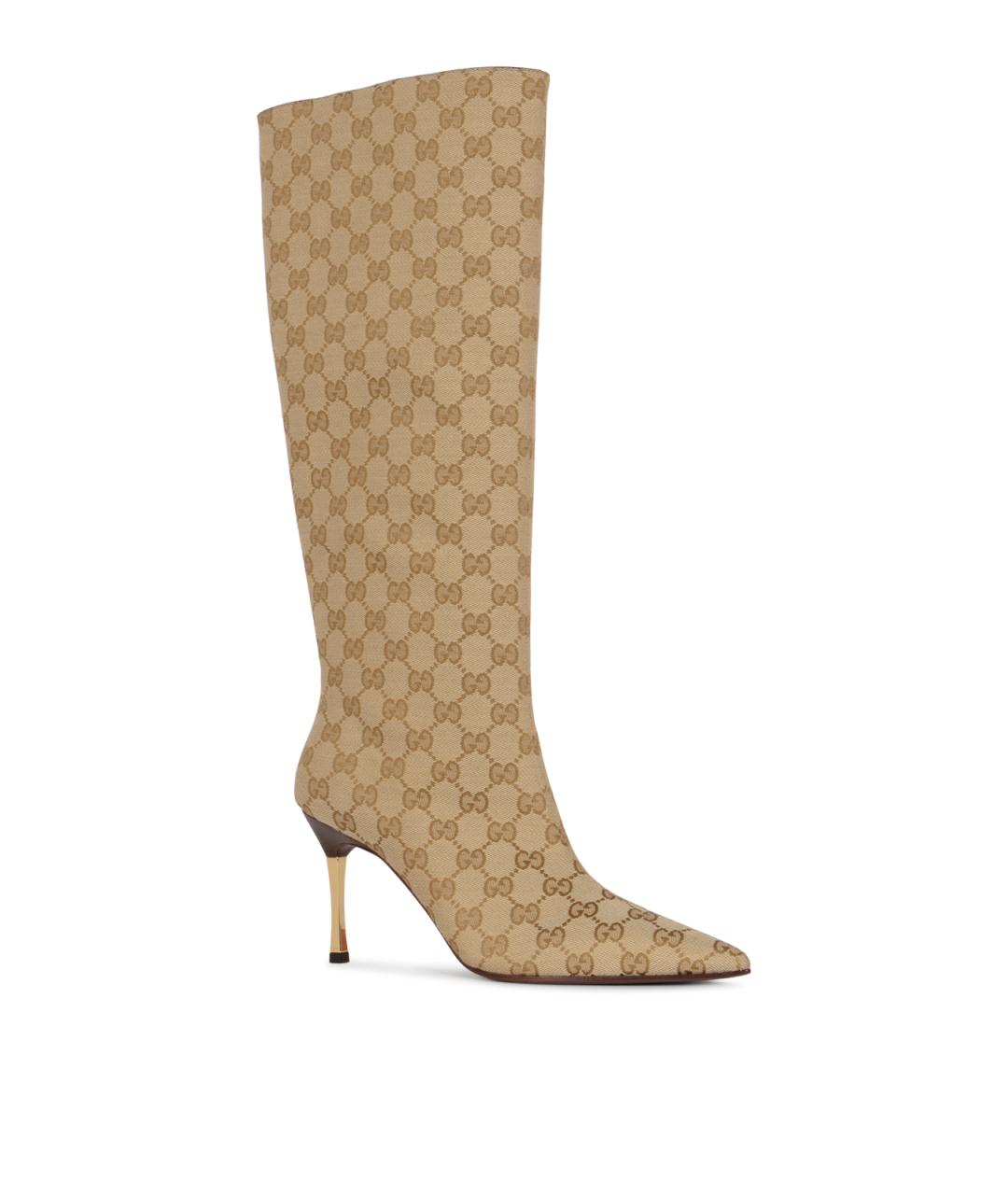 GUCCI Бежевые текстильные сапоги, фото 2