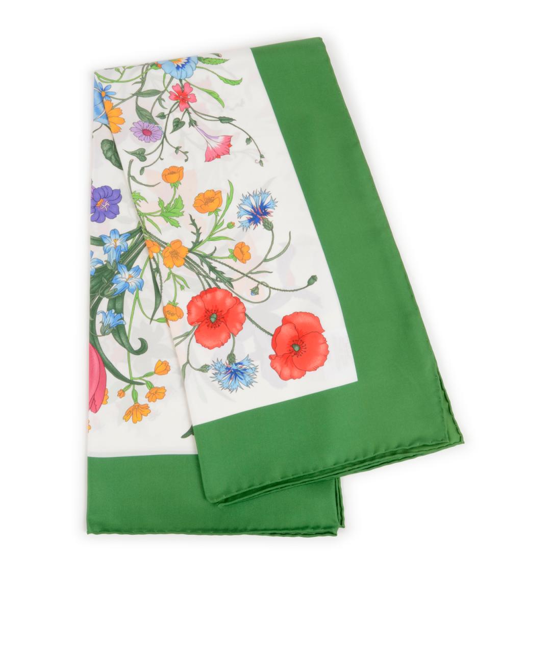 GUCCI Белый шелковый шарф, фото 1