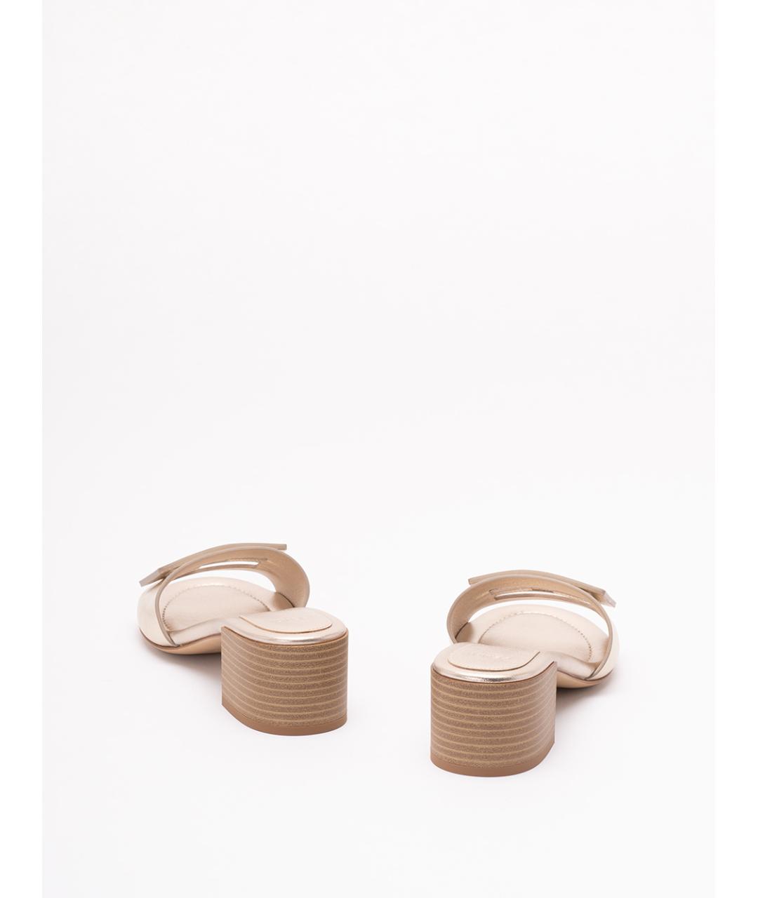 FENDI Золотые кожаные мюли, фото 3