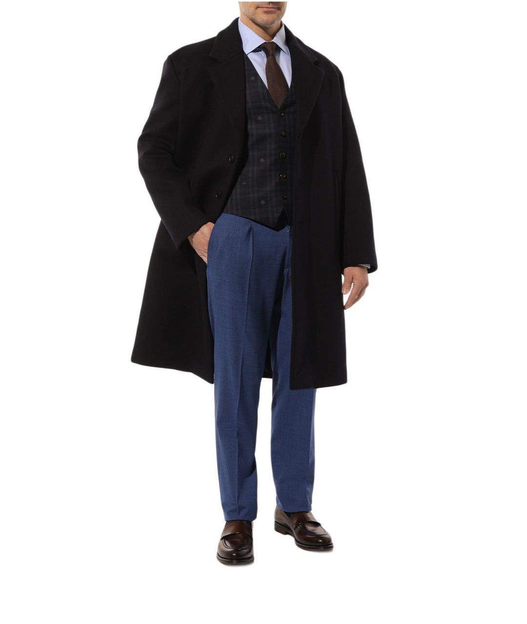 STEFANO RICCI Синие шерстяные классические брюки, фото 2