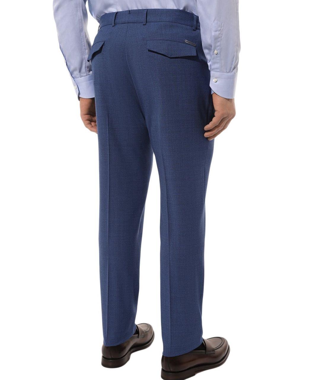 STEFANO RICCI Синие шерстяные классические брюки, фото 4