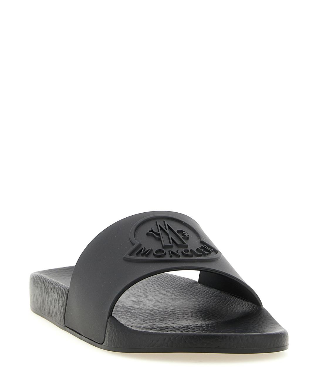 MONCLER Черные резиновые шлепанцы, фото 2