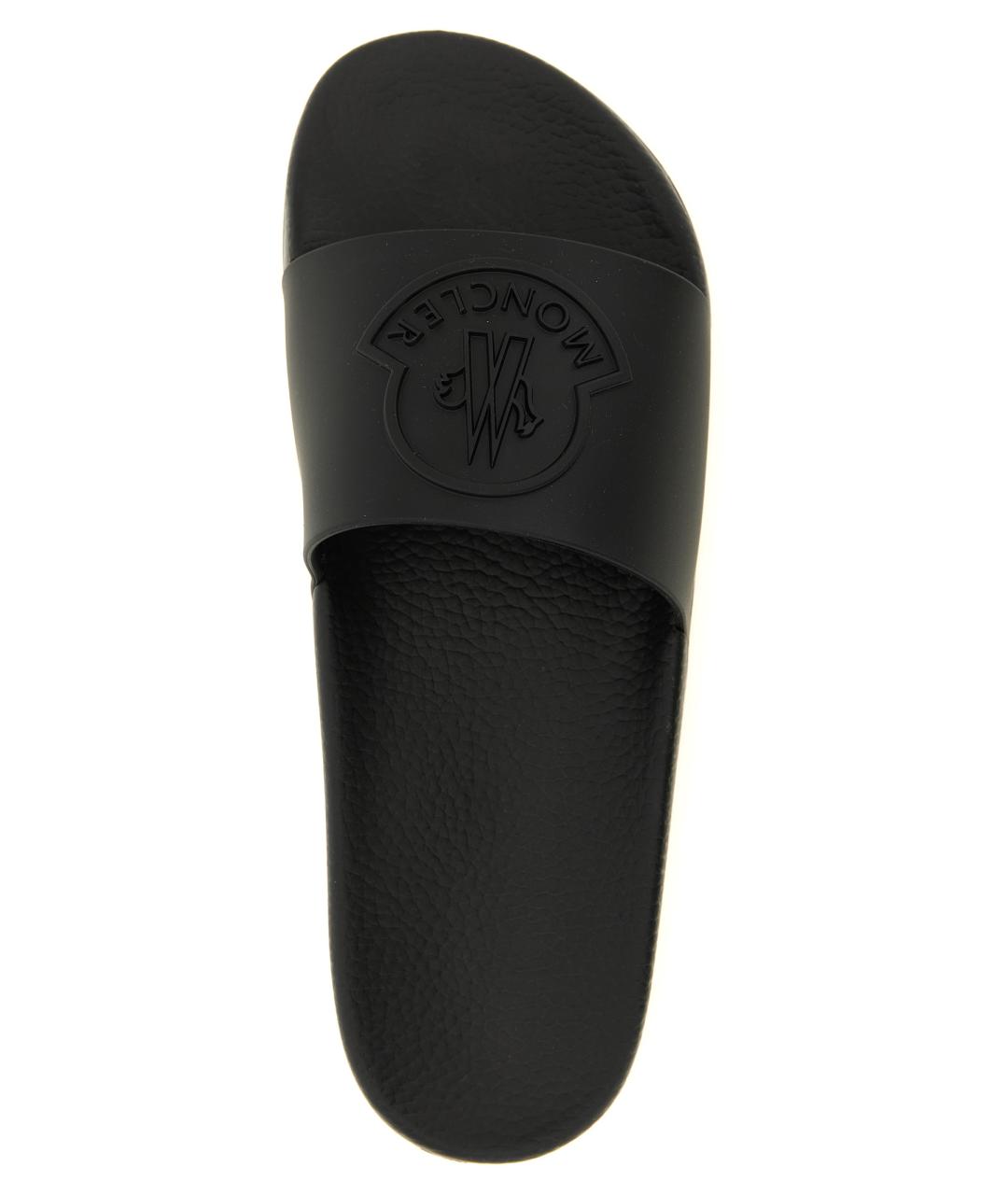 MONCLER Черные резиновые шлепанцы, фото 4