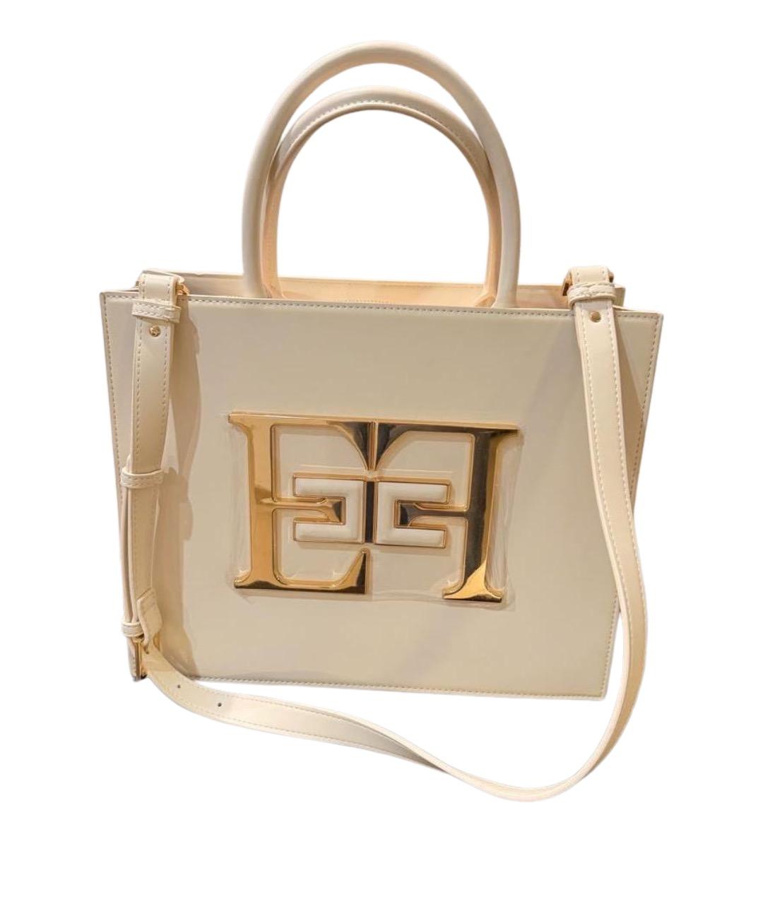 ELISABETTA FRANCHI Белая кожаная сумка с короткими ручками, фото 1