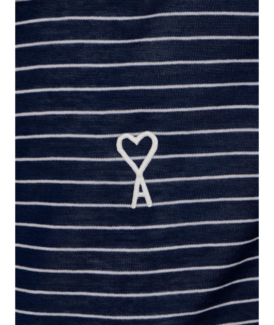 Ami Paris Синее хлопковое поло с коротким рукавом, фото 3