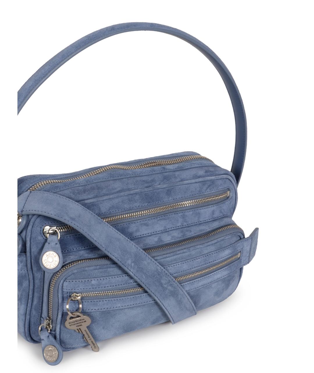 ACNE STUDIOS Синяя кожаная сумка через плечо, фото 4