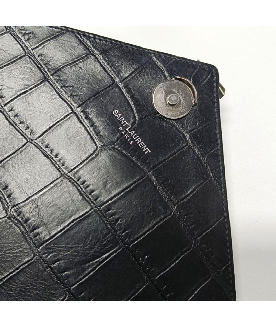 SAINT LAURENT Черная кожаная сумка через плечо, фото 2