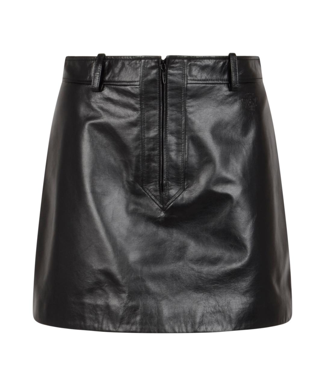 GUCCI Черная кожаная юбка мини, фото 1