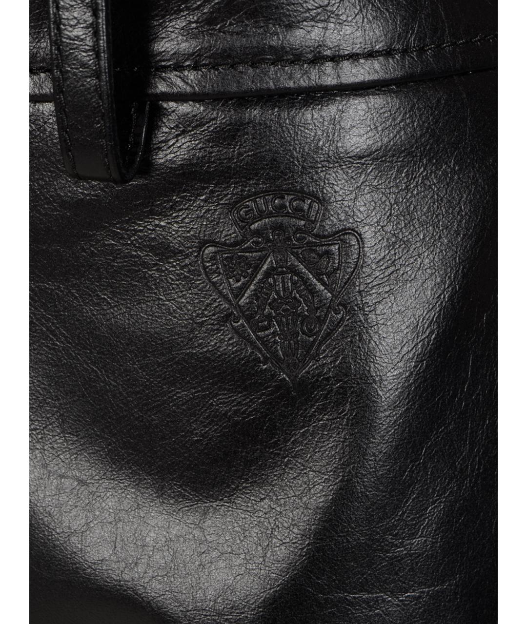 GUCCI Черная кожаная юбка мини, фото 3