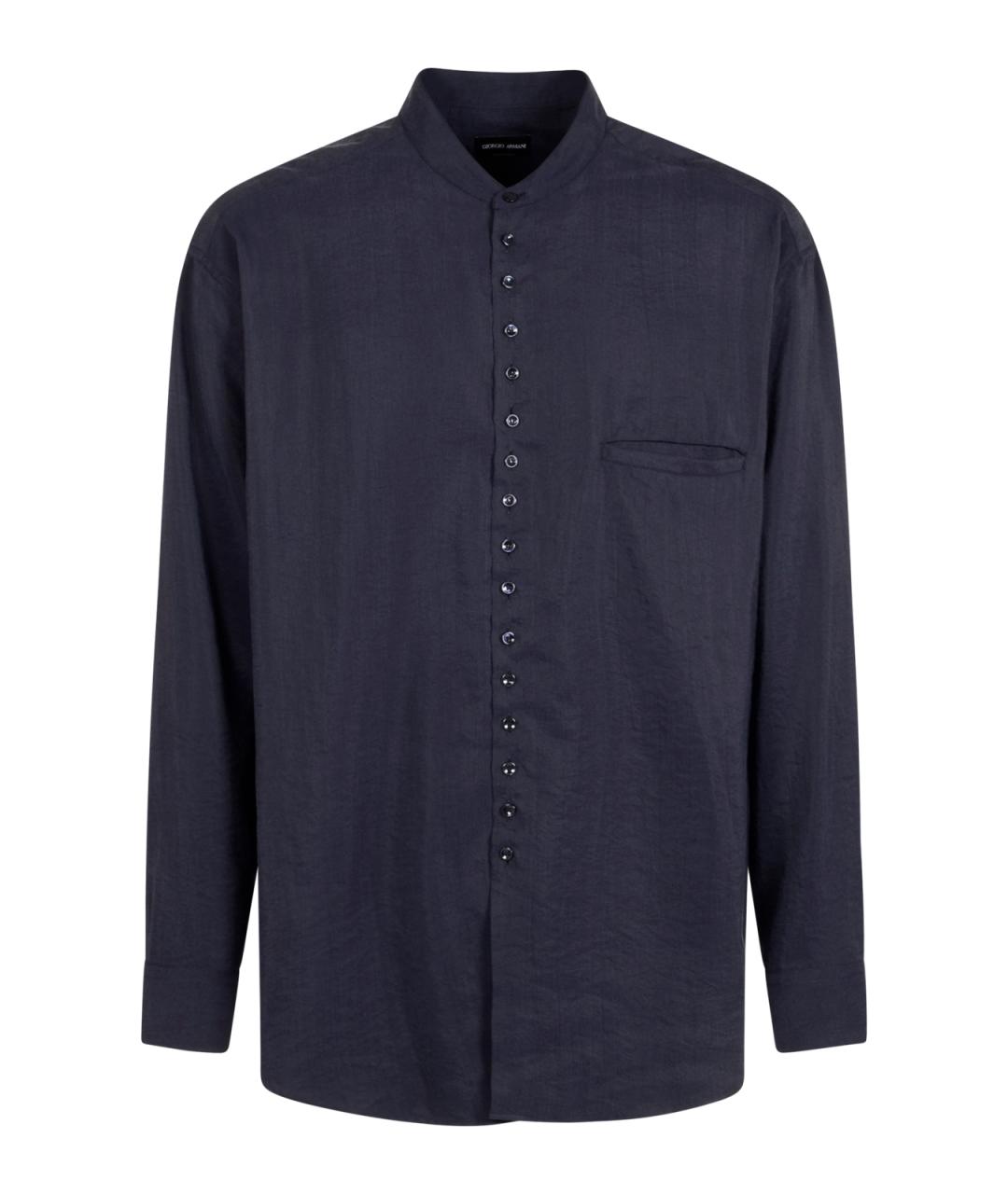 GIORGIO ARMANI Темно-синяя шелковая кэжуал рубашка, фото 1