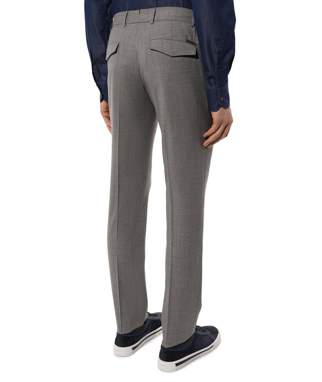 STEFANO RICCI Серые шерстяные классические брюки, фото 3