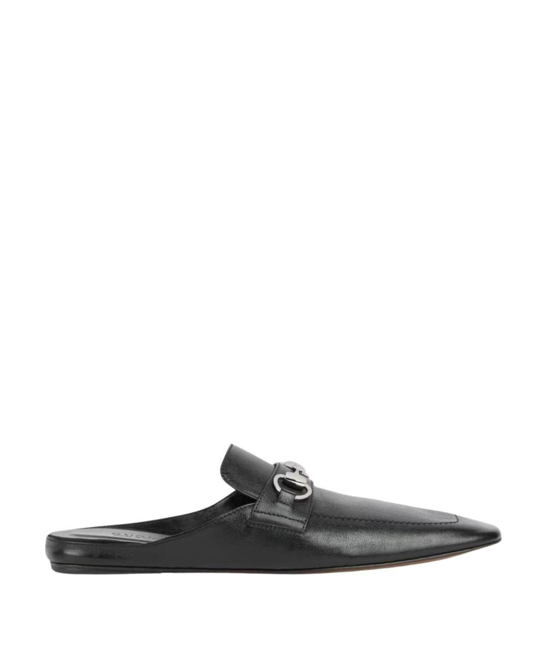 GUCCI Черные кожаные мюли, фото 1