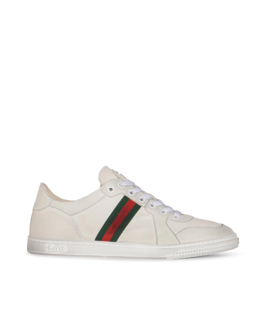 GUCCI Белые кожаные кеды, фото 1