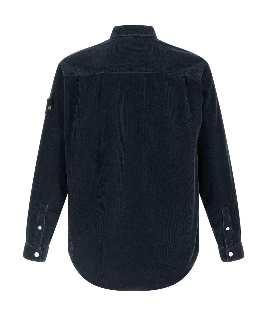 STONE ISLAND Темно-синяя хлопковая кэжуал рубашка, фото 2
