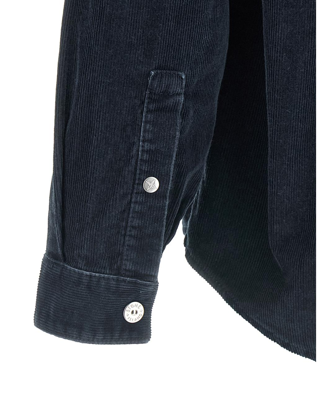 STONE ISLAND Темно-синяя хлопковая кэжуал рубашка, фото 4