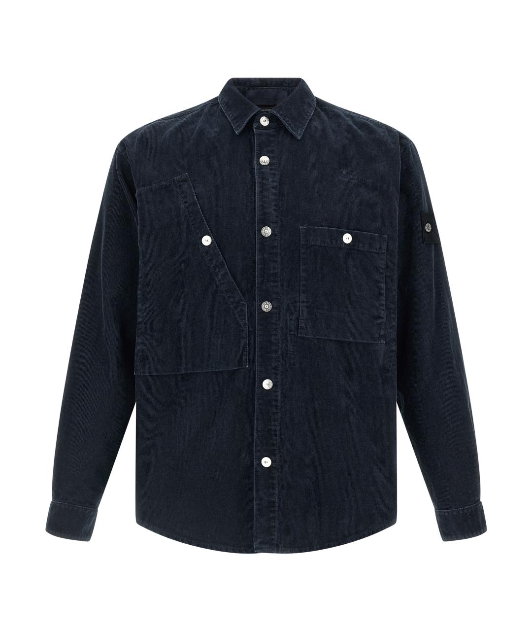 STONE ISLAND Темно-синяя хлопковая кэжуал рубашка, фото 1