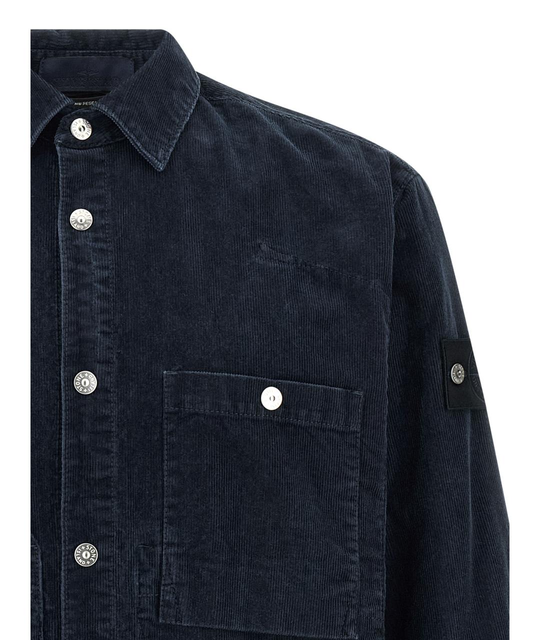 STONE ISLAND Темно-синяя хлопковая кэжуал рубашка, фото 3