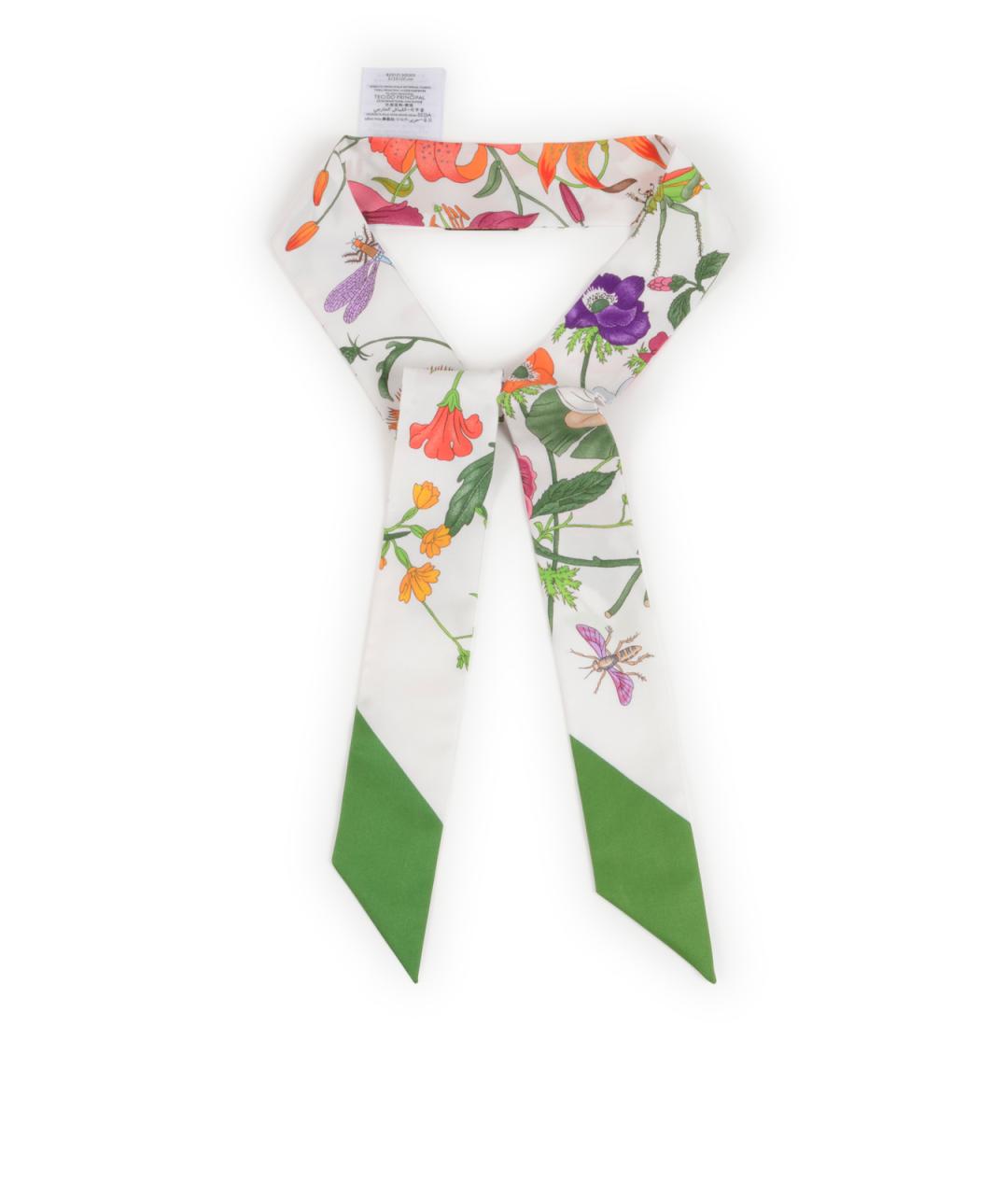 GUCCI Белый шелковый шарф, фото 1