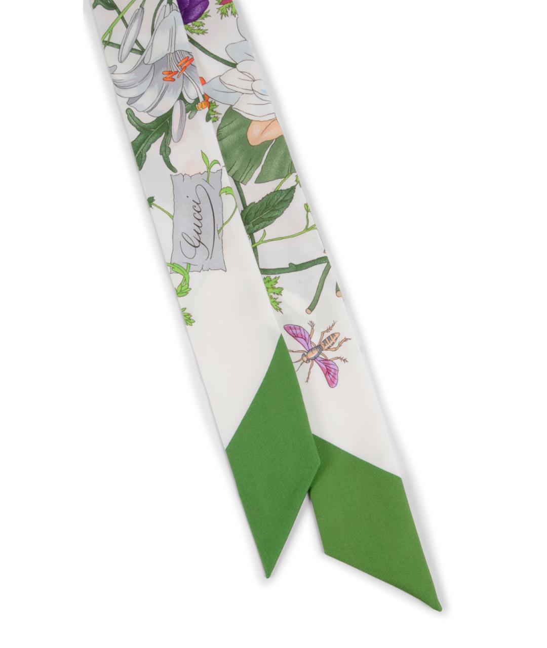 GUCCI Белый шелковый шарф, фото 2