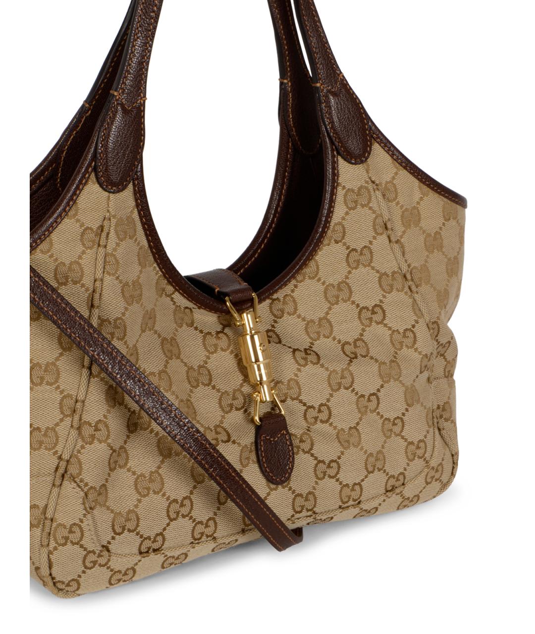 GUCCI Бежевая жаккардовая сумка тоут, фото 4