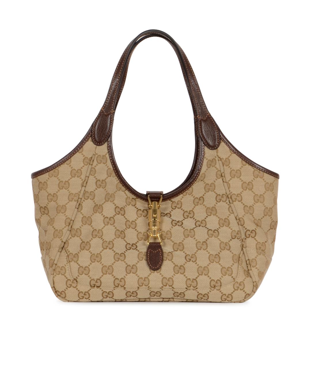 GUCCI Бежевая жаккардовая сумка тоут, фото 1