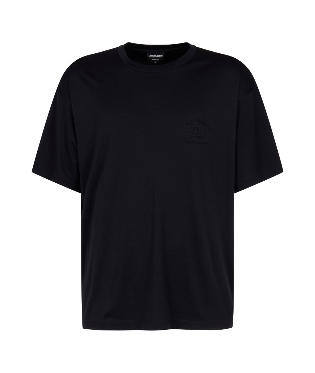 GIORGIO ARMANI Черная хлопковая футболка, фото 1
